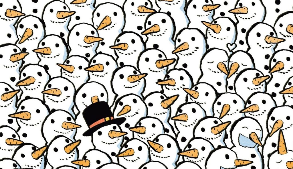 یک معمای سرعتی؛ خرس پنهان میان آدم برفی ها کجاست؟!