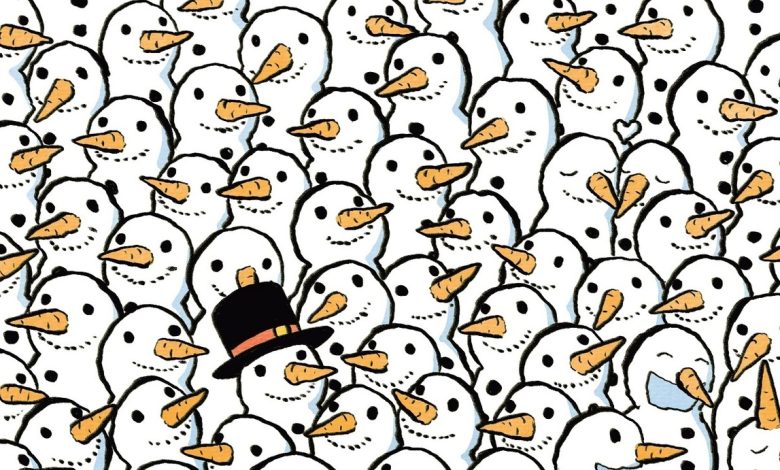 یک معمای سرعتی؛ خرس پنهان میان آدم برفی ها کجاست؟!