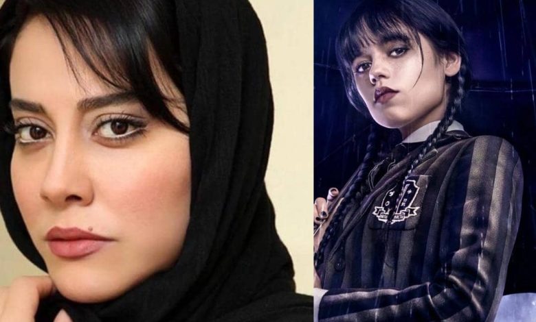 استایل عجیب آشا محرابی با الگو برداری از بازیگر سریال wednesday+تصویر