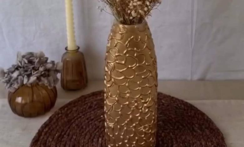 با قوطی های بازیافتی گلدان های طلایی زیبا بسازید+فیلم