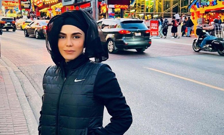 جشن تولد لوکس آزاده زارعی بازیگر آوای باران در کنار آبشار نیاگارا+تصاویر